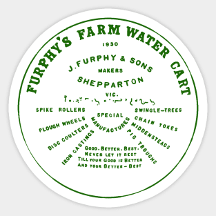 Furphy Water Tank - green Sticker